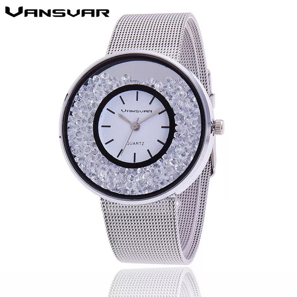 Fashion Women Rhinestone Watches Luxury Leather Wo - Picture 7 of 7